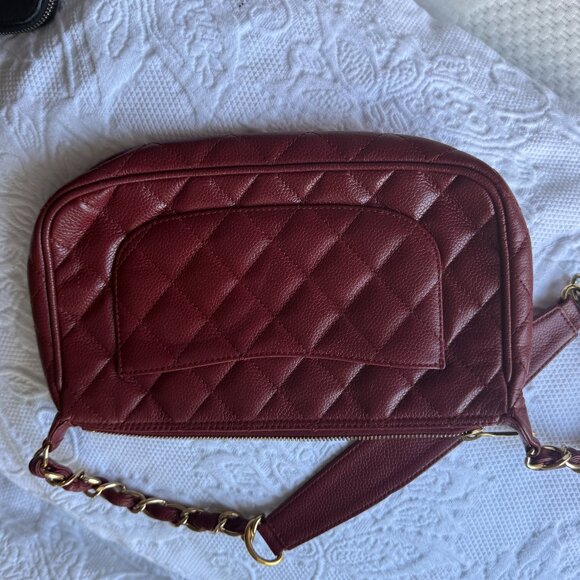 Chanel Burgundy Quilted Mini Bag in Caviar Leather w/ Gold Hardware - Picture 2 of 11